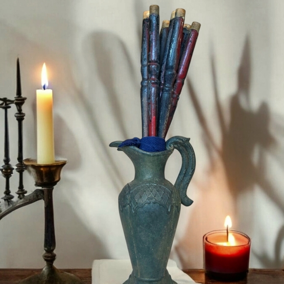 7 Chair Spindles Red & Black Dark Cottagecore Whimseygoth Victorian Gothic Witch - Picture 3 of 7